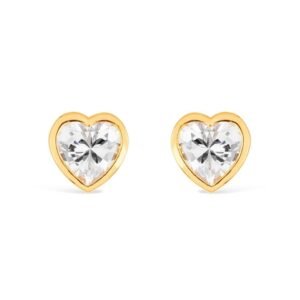 Brinco Dourado de Zircônia em formato de Coração
